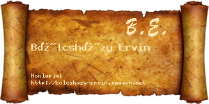 Bölcsházy Ervin névjegykártya
